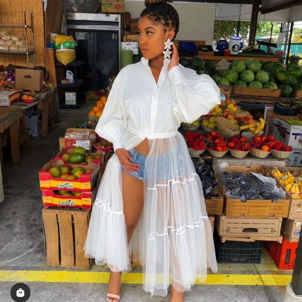 White Tulle Top Size Xl, 1X